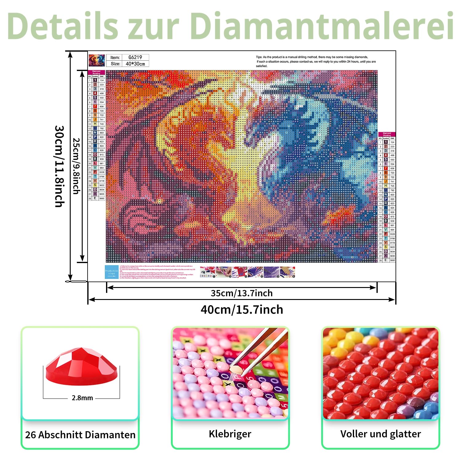 ZEELANNA DIY Dragon Peinture Diamant Painting Kit, Art du Diamant Complet Kits, Dinosaure Peinture Diamond Art Kits Strass Point de Croix Painting pour Adultes Débutants Maison Décor 30X40cm