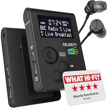 Majority Petersfield-Go Personal Digital DAB/DAB+/FM Radio, Active Sports Portable, Walk Run or Jogging, Rechargeable USB, He