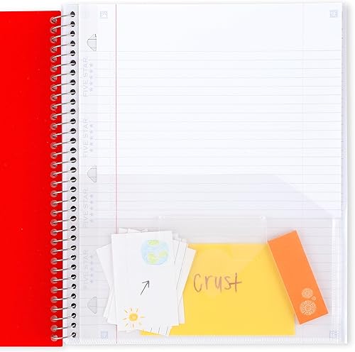 Miniatura 4 de Five Star Cuadernos interactivos en espiral para tomar notas, paquete de 3, 1 materia, papel rayado universitario, 11 x 8-12 pulgadas, 100 hojas,