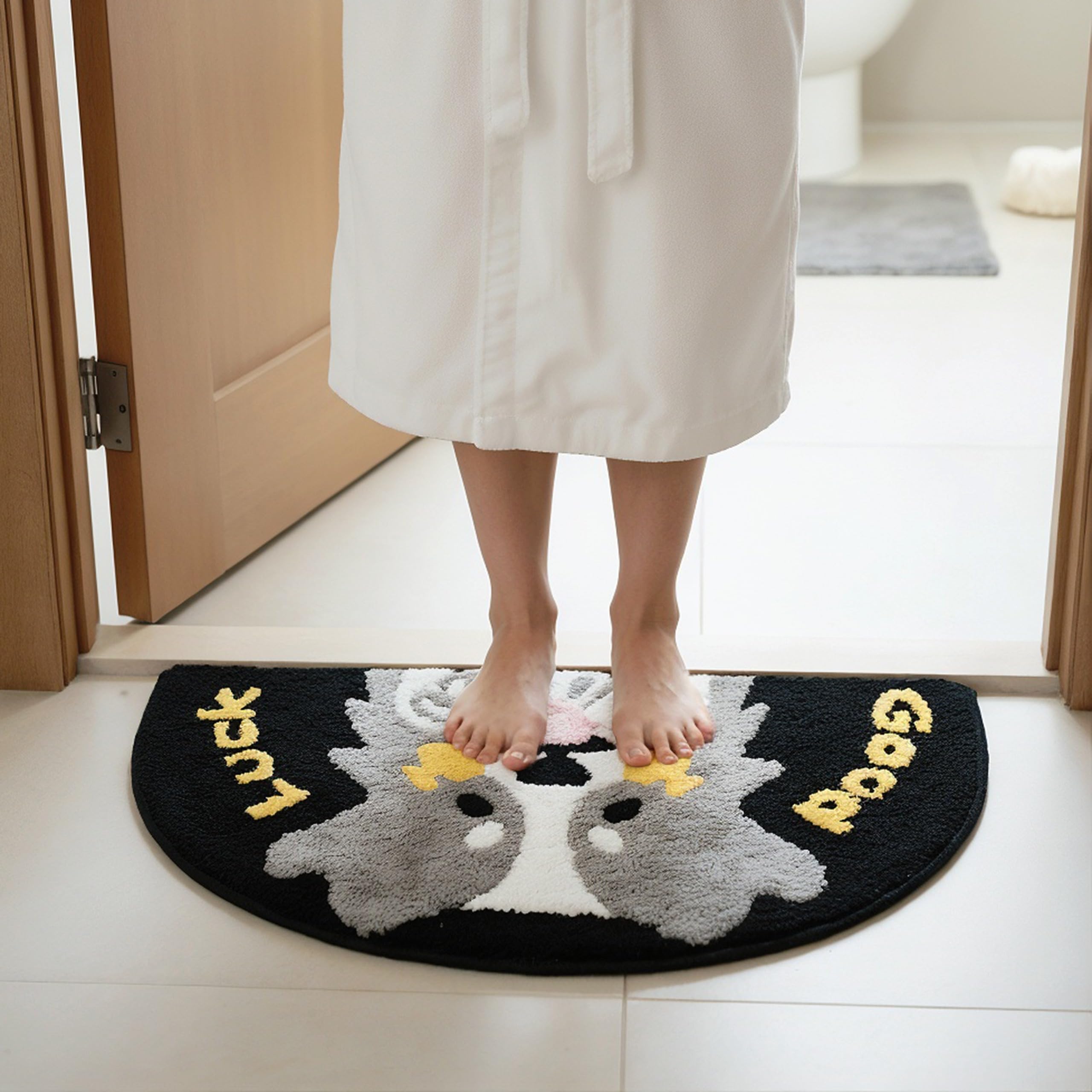 Unique Concepts Animal Face Design Soft Microfiber Anti-Slip Bath Mat | Super Absorbent Bathroom Rug | Quick Dry Washable Floor Mat for Bathroom, Bedroom & Kitchen - Black-image-49