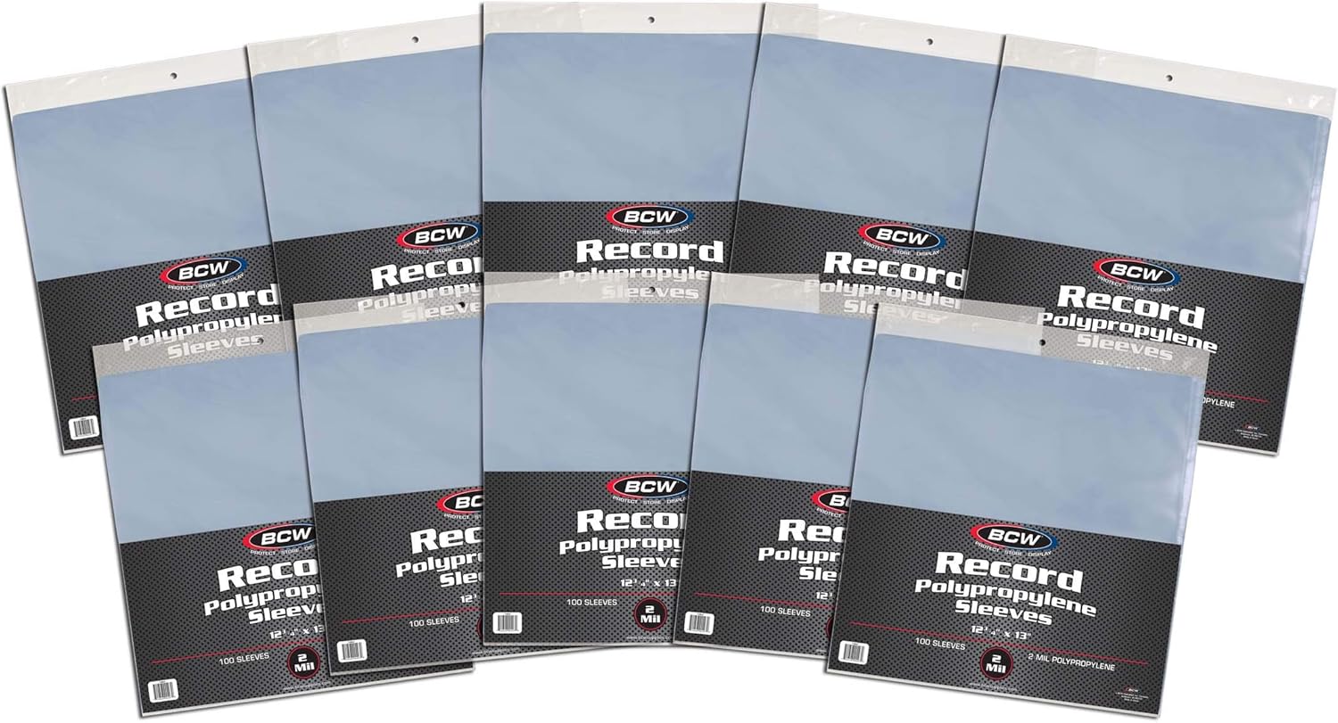 BCW 33 RPM Record Sleeves 1000 ct Polypropylene Vinyl