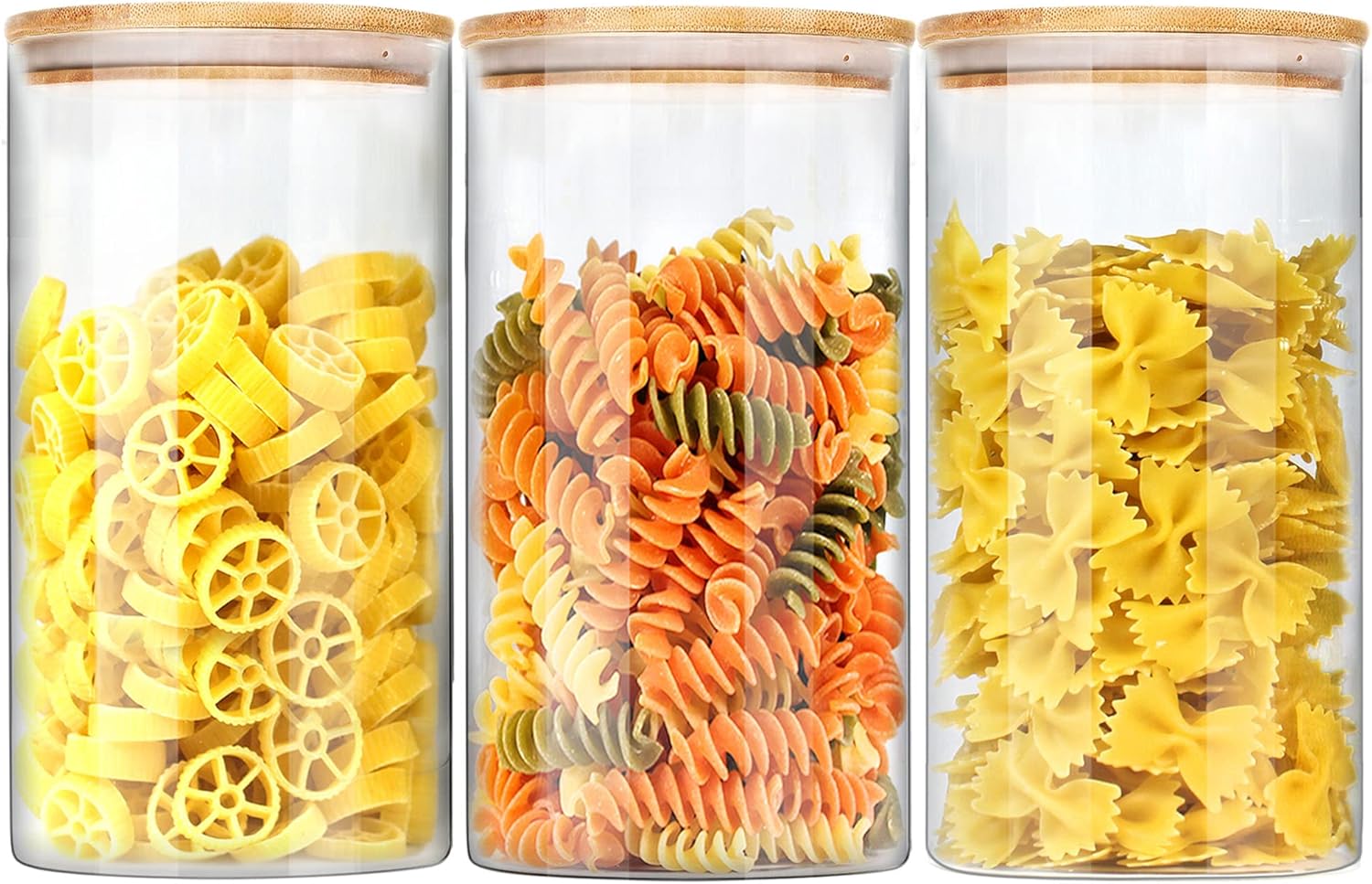 EcoEvo Glass Jars with Bamboo Lids (40oz in 3 Pack), Glass