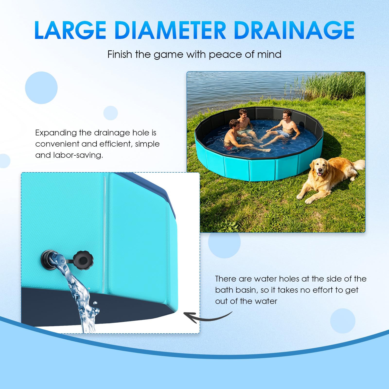 HAIKE Piscine pliable pour chien, baignoire pliable pour animaux de compagnie, pataugeoire portable pour chiens de petite, moyenne et grande taille, chats et enfants, piscine intérieure ou extérieure