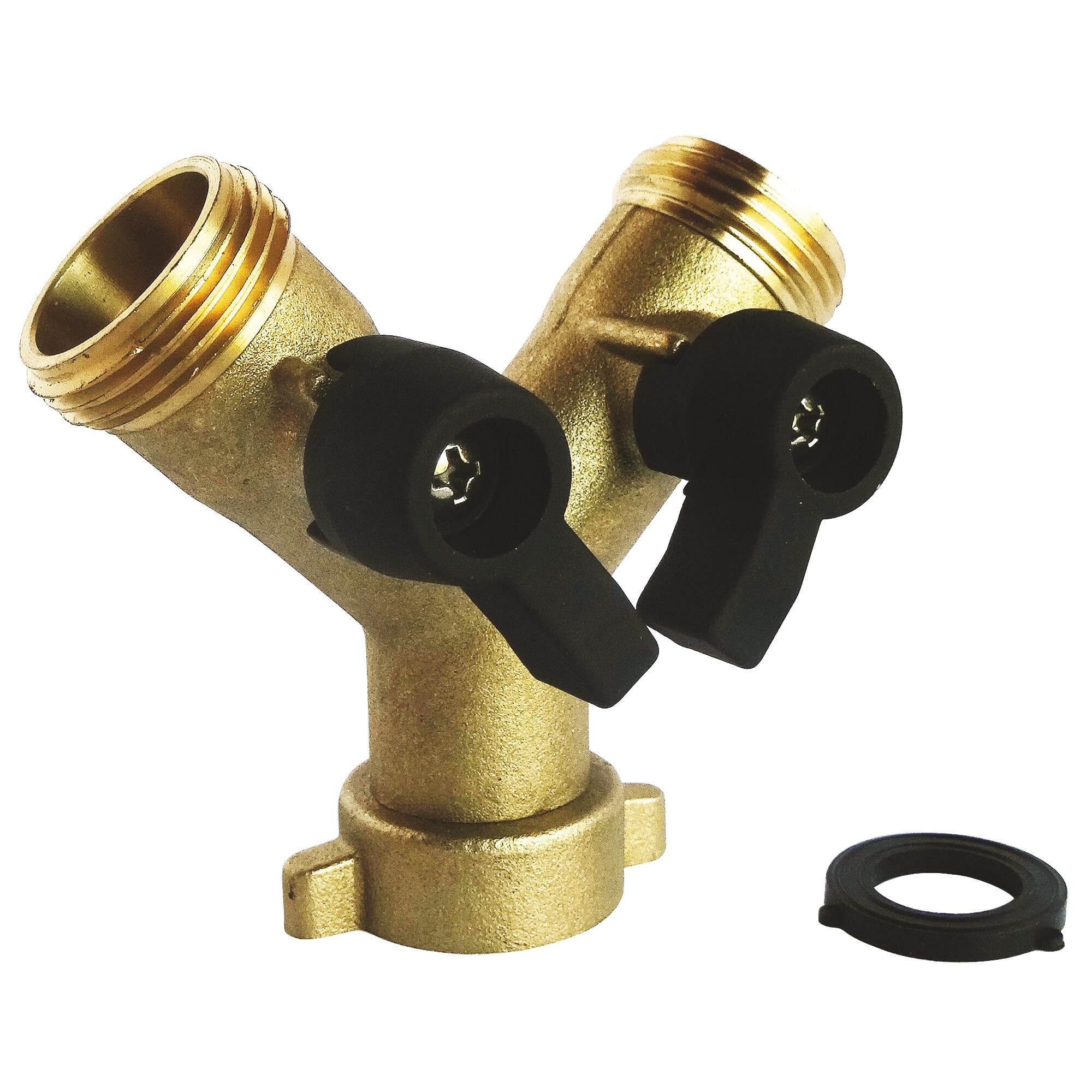 SOMATHERM FOR YOU, Raccord laiton 2 voies en Y avec vannes 1/​4 tour MF 20/​27 pour alimentation de 2 appareils sanitaires, robuste et compatible avec lave-​linge et lave-​vaisselle