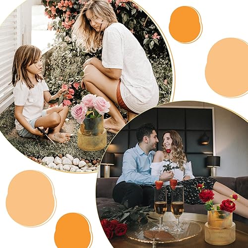 Miniatura 6 de Jarrón de vidrio transparente para flores, jarrón transparente para sala de estar, mesa de comedor, entrada, decoración de oficina (cilindro ámbar,