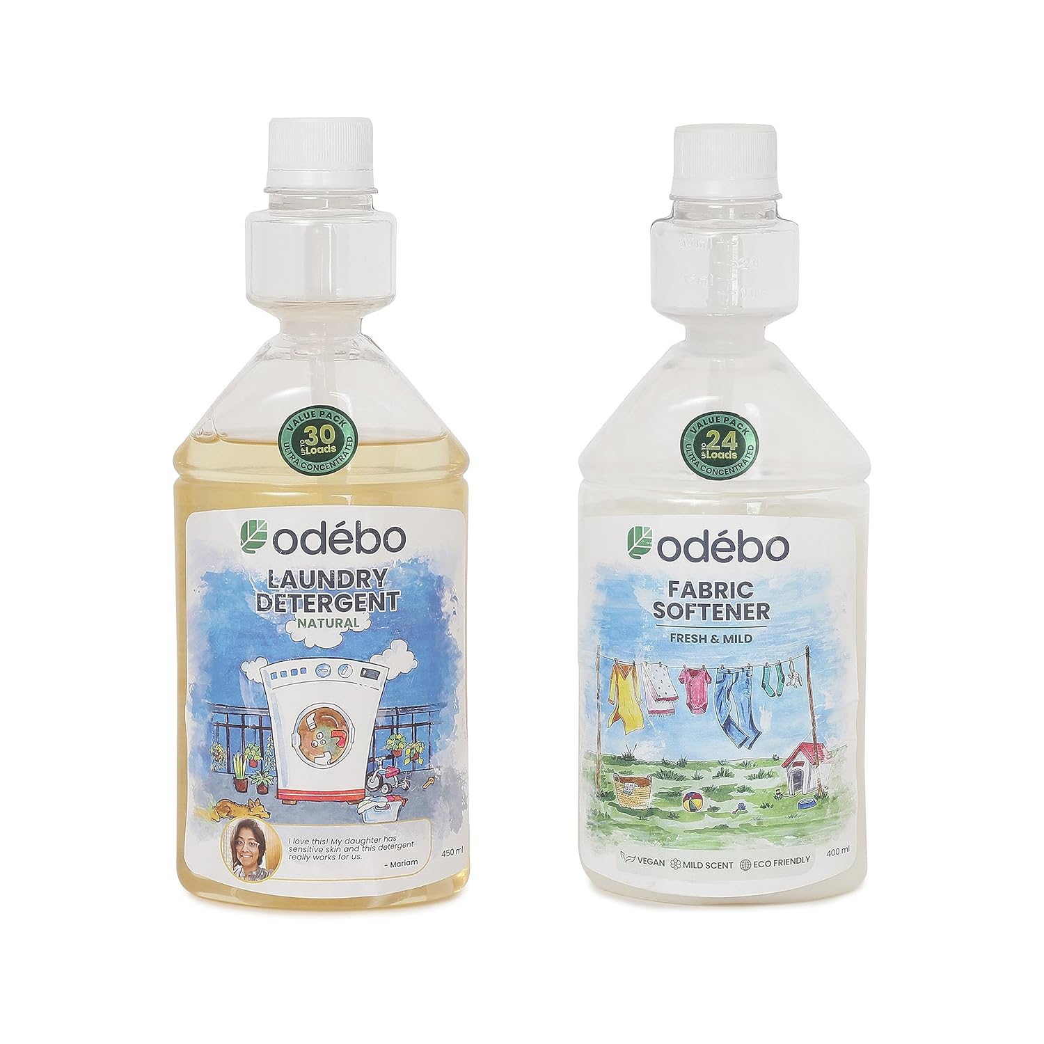 ODEBO Liquid Laundry Detergent with Fabric Softener Natural 30