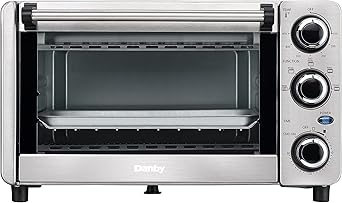 Danby DBTO0412BBSS 0.4 cu ft/12L 4 Slice Countertop Toaster Oven in Stainless Steel Toast, Bake, Broil, Keep Warm functions