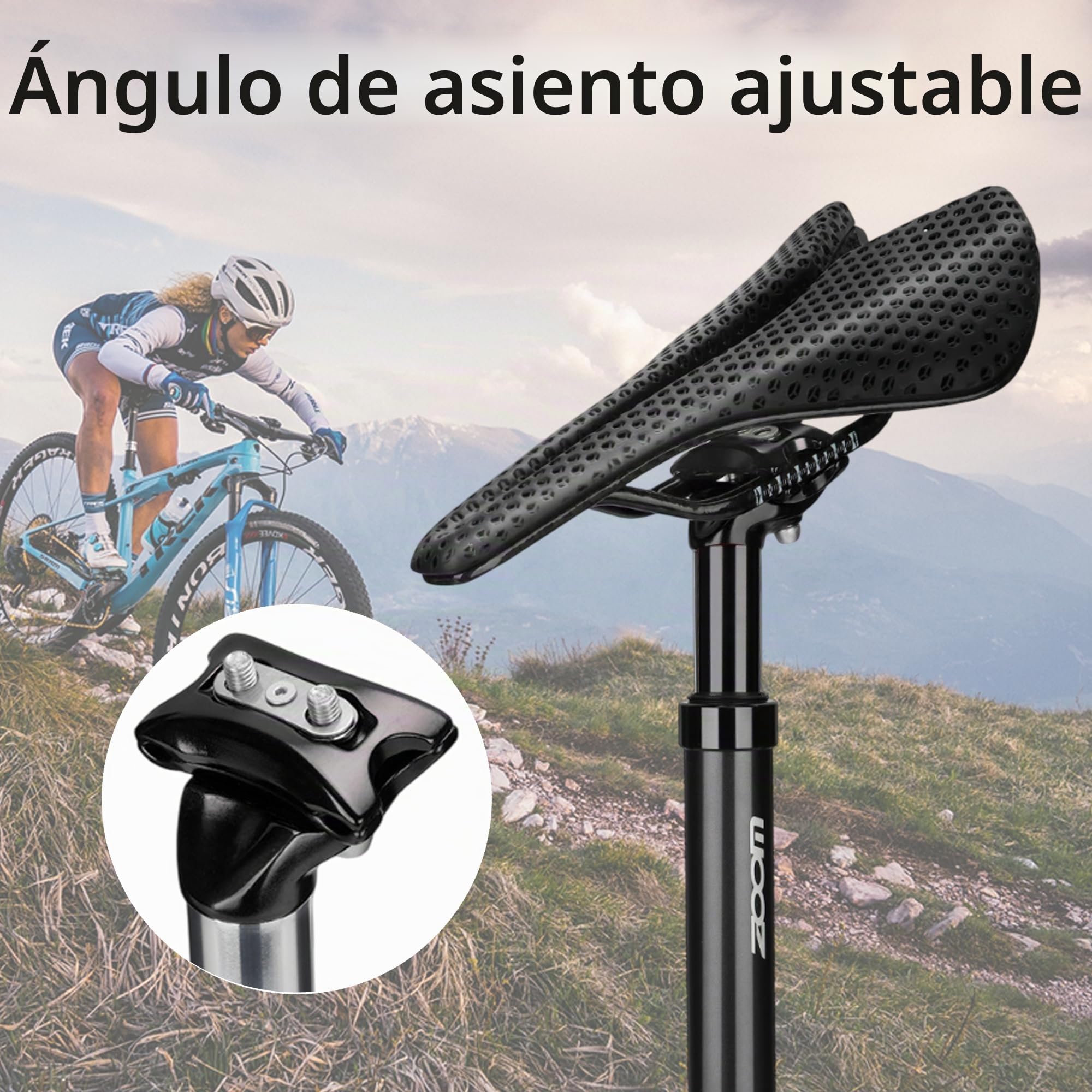 Jane Eyre Tija de sillín de Muelle con un diámetro de 27,2, 30,8 o 31,6 mm, Tija de sillín de Aluminio con suspensión, de Bicicleta para E-Bike, MTB, Trekking Citybike