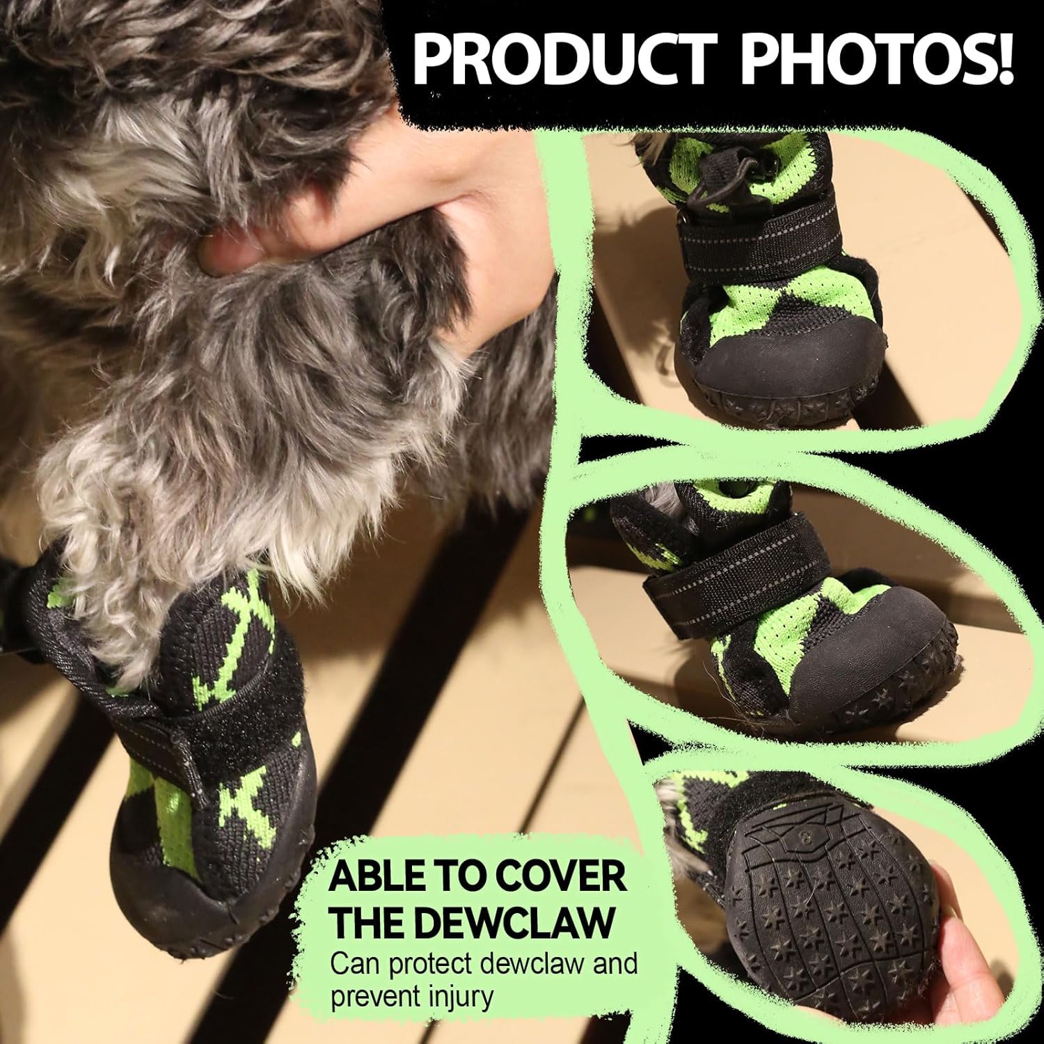 Dog Shoes for Large Small Medium Dogs,Waterproof Dog Boots & Paw Protectors with Breathable Mesh for Summer Hot Pavement,Anti-Slip Dog Booties for Hiking Hardwood Floors Winter Snow (Green-2)