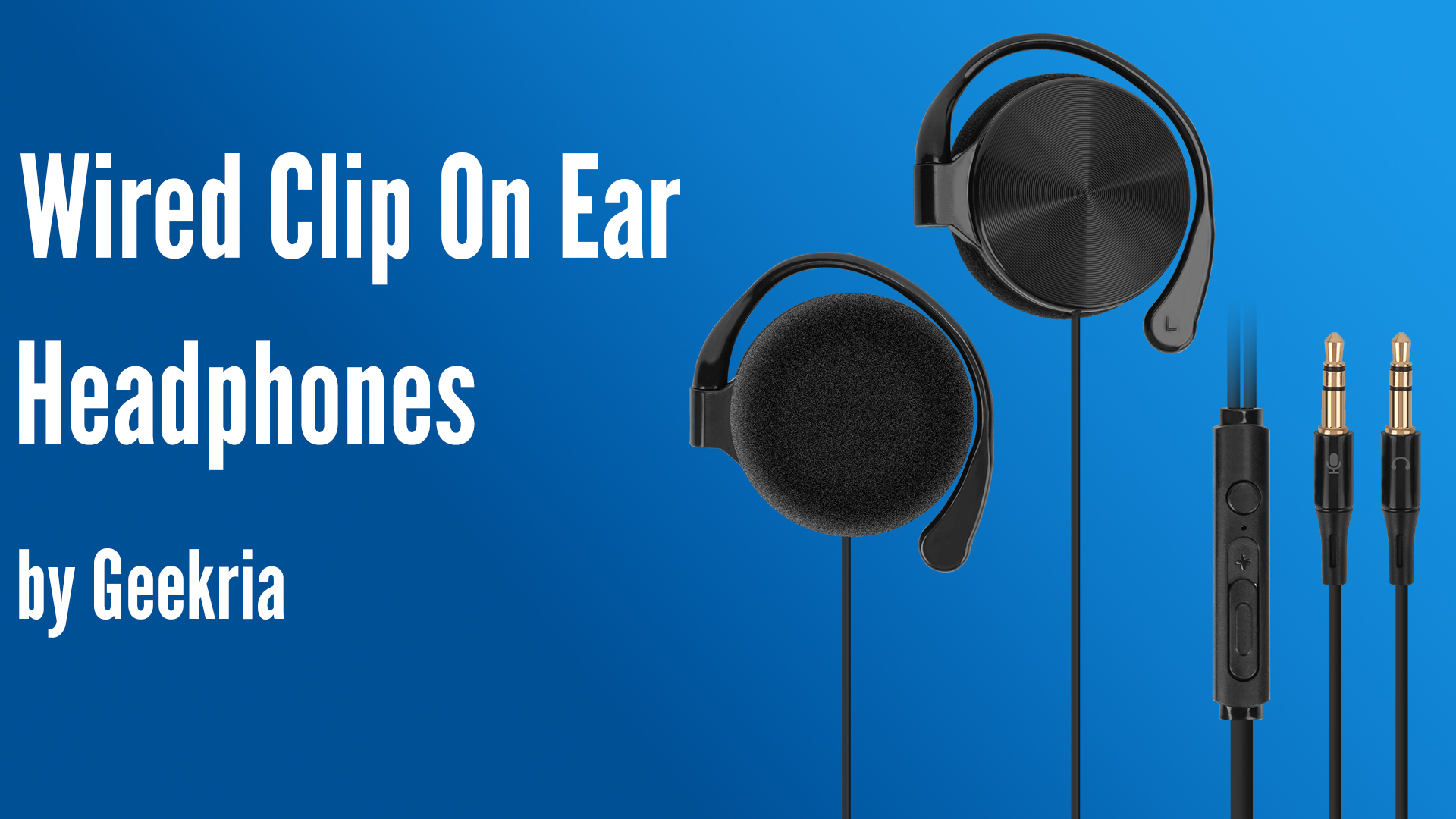 Person wearing clip-on headphones, demonstrating proper placement on the ear.