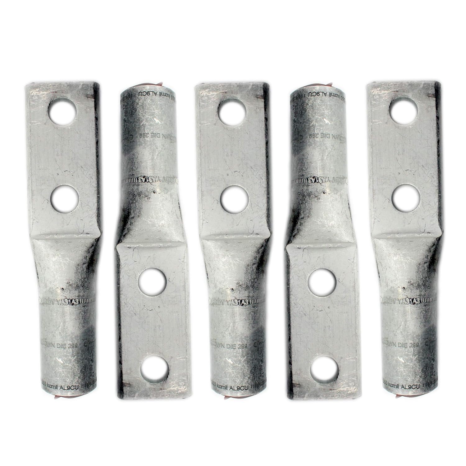 Burndy YA31A3 Aluminum Compression Lug, AL/CU, 350kcmil, 1/2 Stud, 2-Hole, Brown 299 (5-Pack)