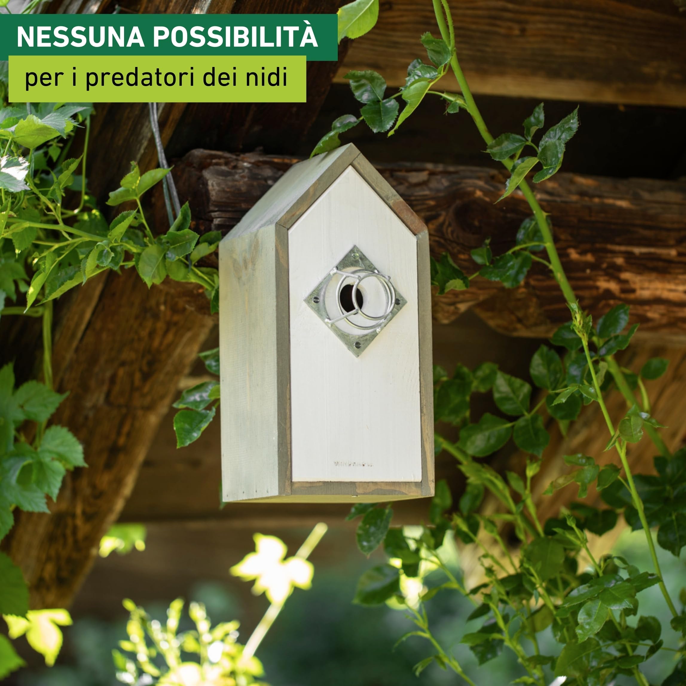 Windhager 07471 - Nido di protezione per nidificazione, protezione sicura dei fori di volo, protezione per picchi, accessori per nidificazione, 7 x 7 x 4 cm, argento