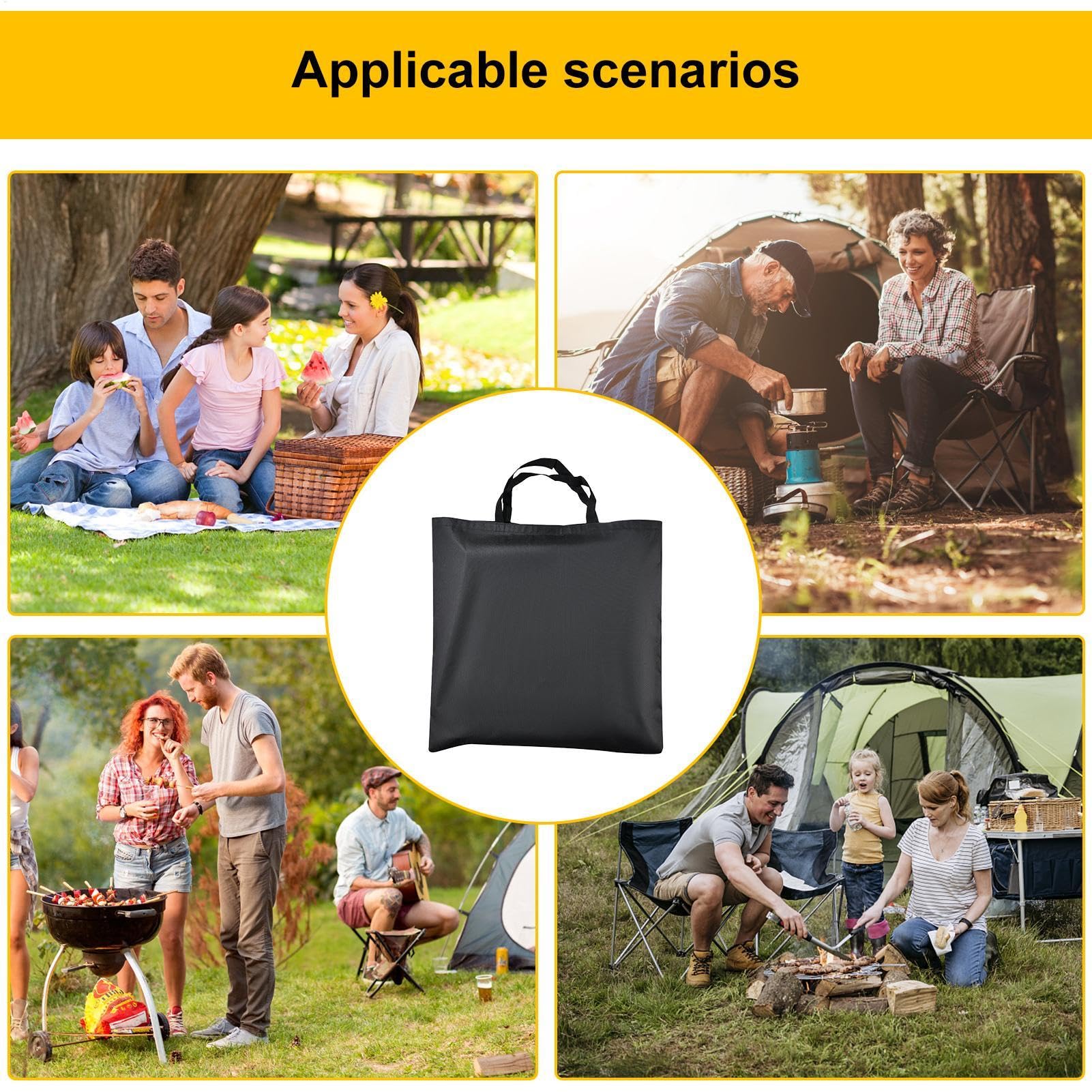 Sac de transport pour chaise pliante, sac de rangement extérieur, 60 x 62 cm, tissu Oxford 600D, bretelles réglables, étui de transport pour chaise de pique-nique pour randonnée, camping, utilisation