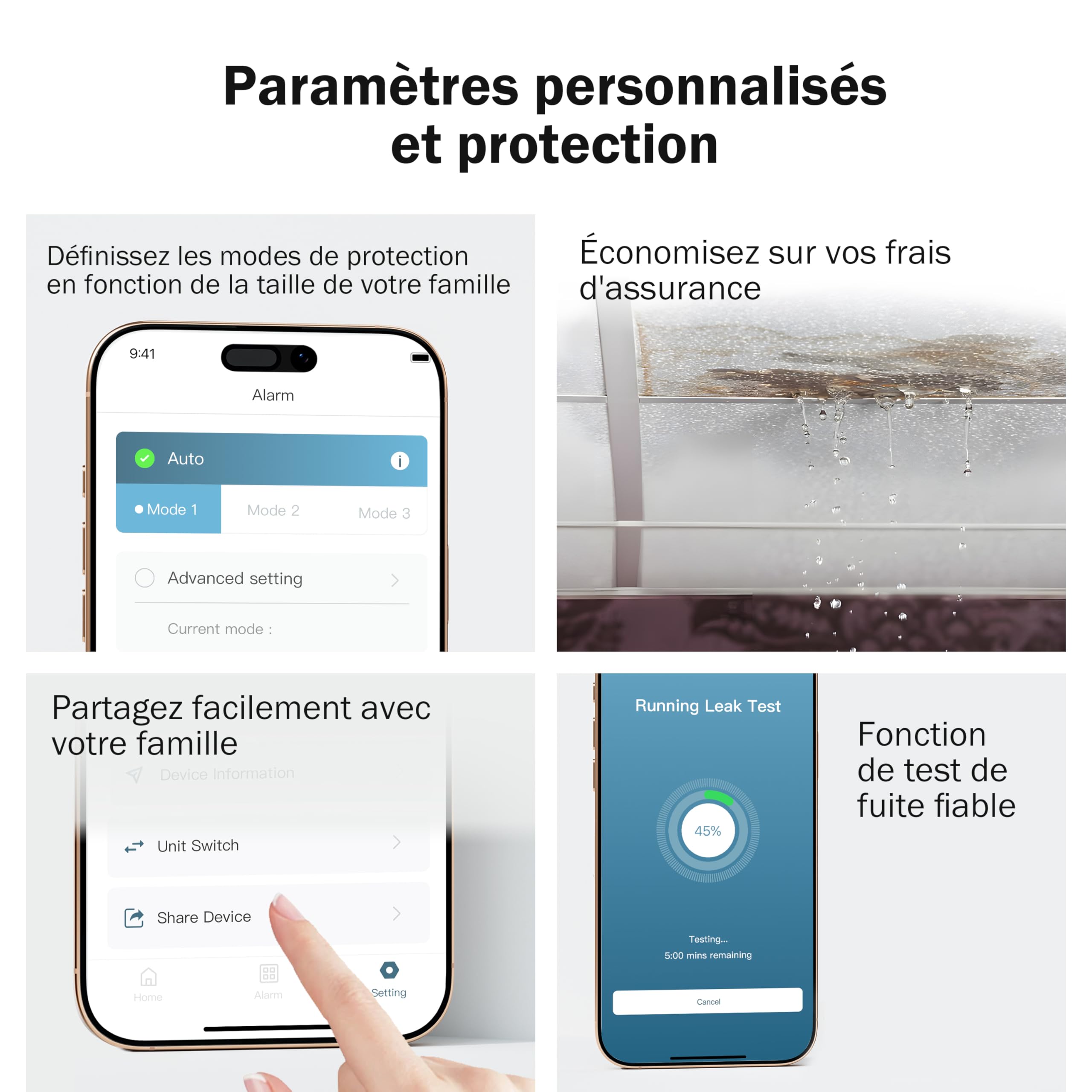 Frizzlife LP365-P Détecteur de Fuite d’Eau WiFi avec arrêt Automatique, alertes Via app (2,4 GHz & 5 GHz), capteur d’Eau pour Cuisine, Salle de Bain, Cave, Surveillance Pression, tuyaux 3/4" & 1"