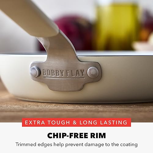 Miniatura 8 de GreenPan x Bobby Flay - Sartén antiadherente de 8 pulgadas, cerámica de diamante sin PFAS, apta para inducción, mango de silicona que se mantiene