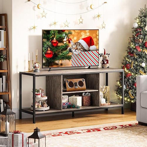 Miniatura 2 de Gizoon Soporte de TV para TV de hasta 65 pulgadas con estantes abiertos, centro de entretenimiento para juegos de 3 niveles para PS5, mesa consola