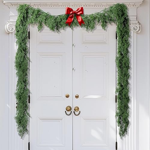 9.8 Ft Christmas Norfolk Pine Garland- Greenery Artificial Pine Cypress Garland- Norfolk Pine Natural Touch Garland for Christmas Table Fireplace Wall Home Decoration