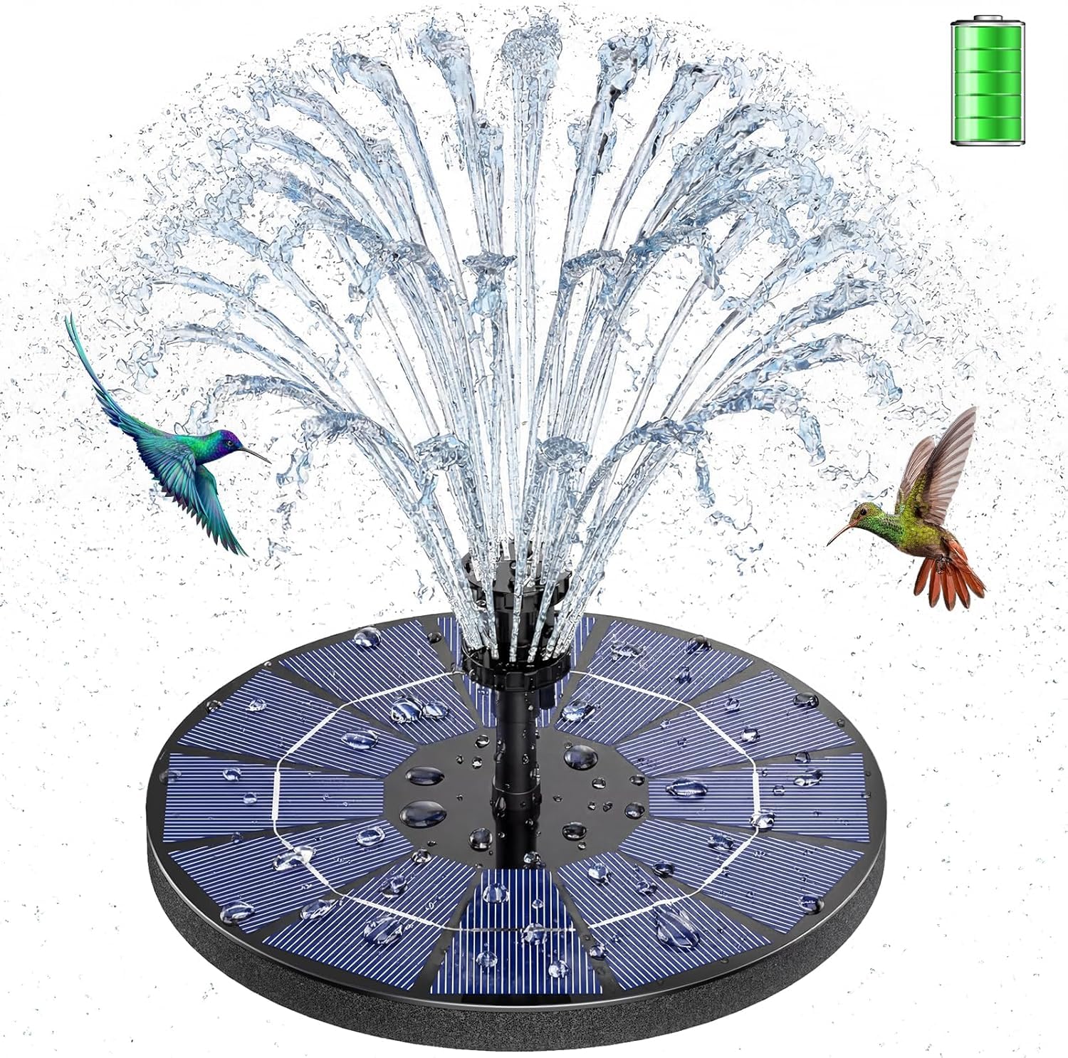 AISITIN 3,5W Solar Springbrunnen Solar Teichpumpe mit Solar Panel Eingebaute Batterie Wasserpumpe Solar Schwimmender Fontäne Pumpe mit 10 Fontänenstile für Garten, Vogel-Bad,Teich,Fisch-Behälter