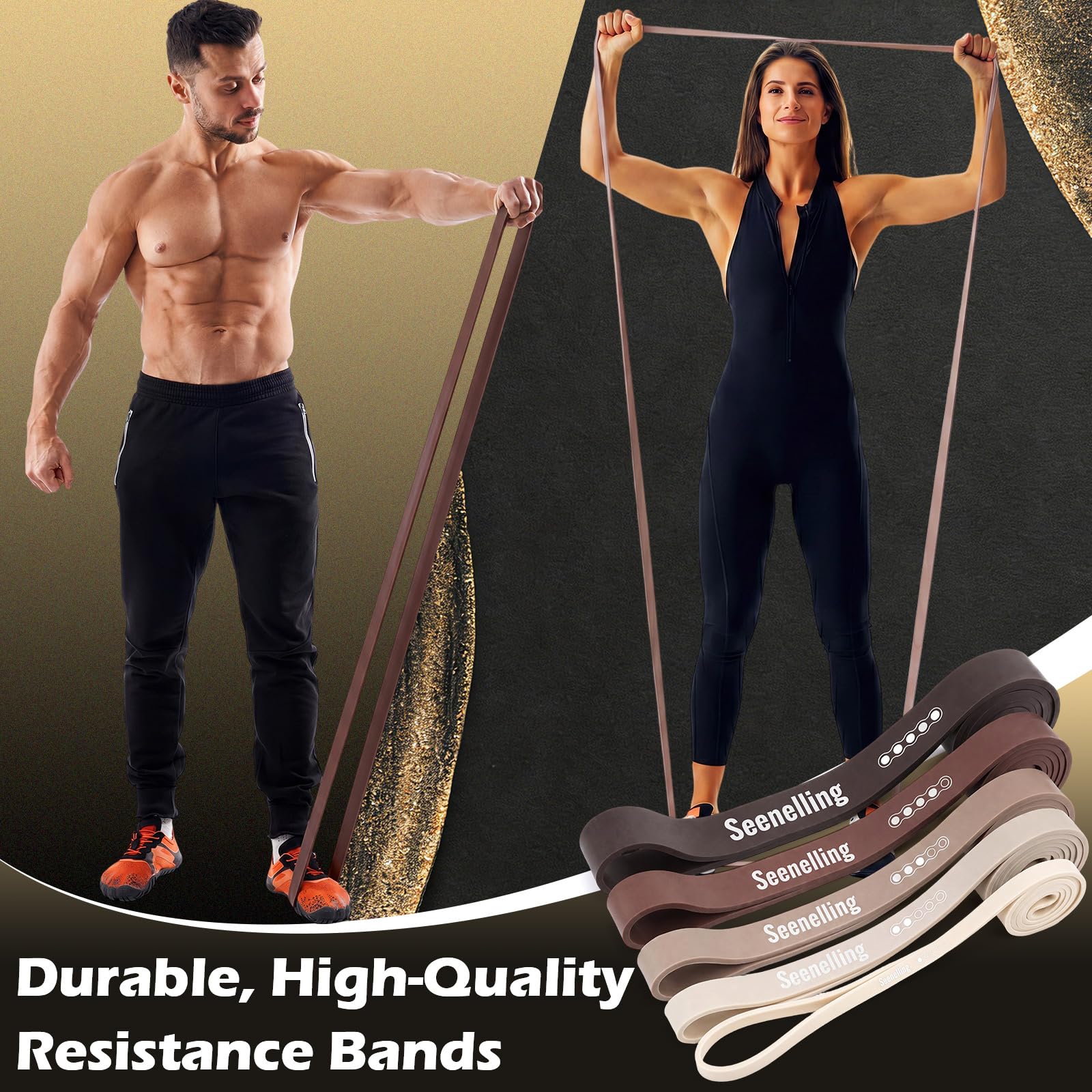 Seenelling 5 fasce di resistenza di livello | Fasce di assistenza per trazioni, esercizi per allenamento completo del corpo, assistenza per trazioni, stretching
