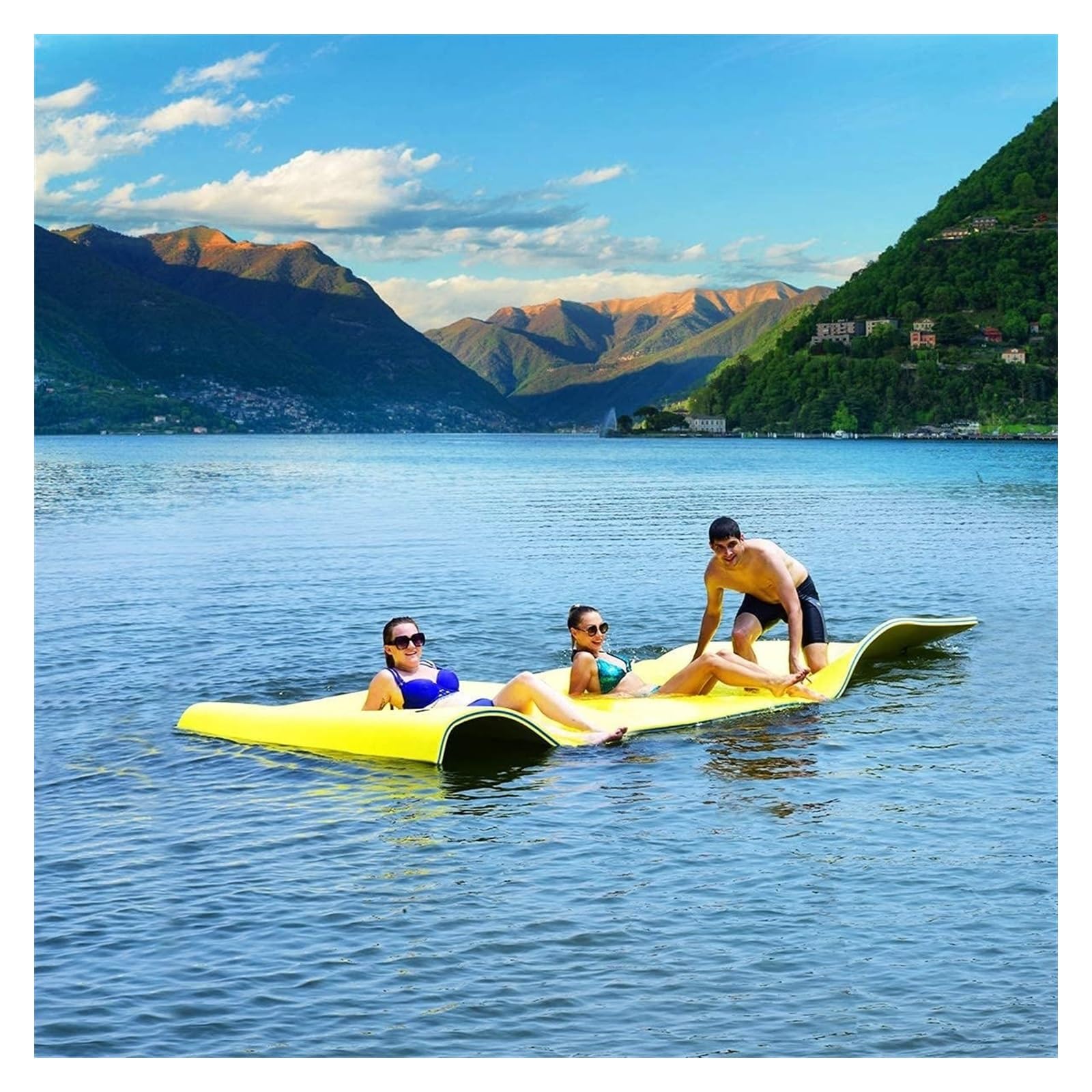 Colchoneta Flotante de Espuma con Almohada rodante, Isla Flotante para Piscina, Playa, Actividades acuáticas en el océano
