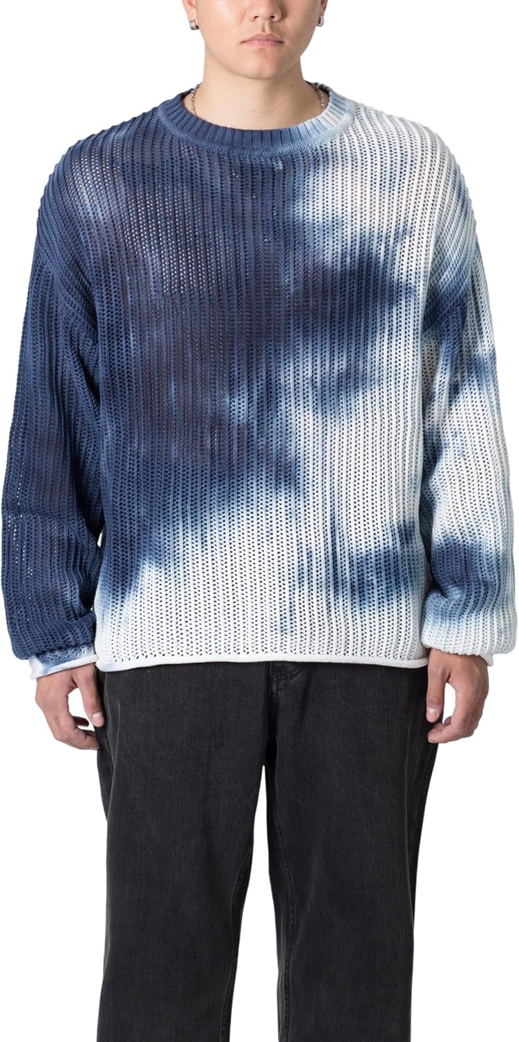mnml Men's Men's Tie Dye Open Knit Sweater