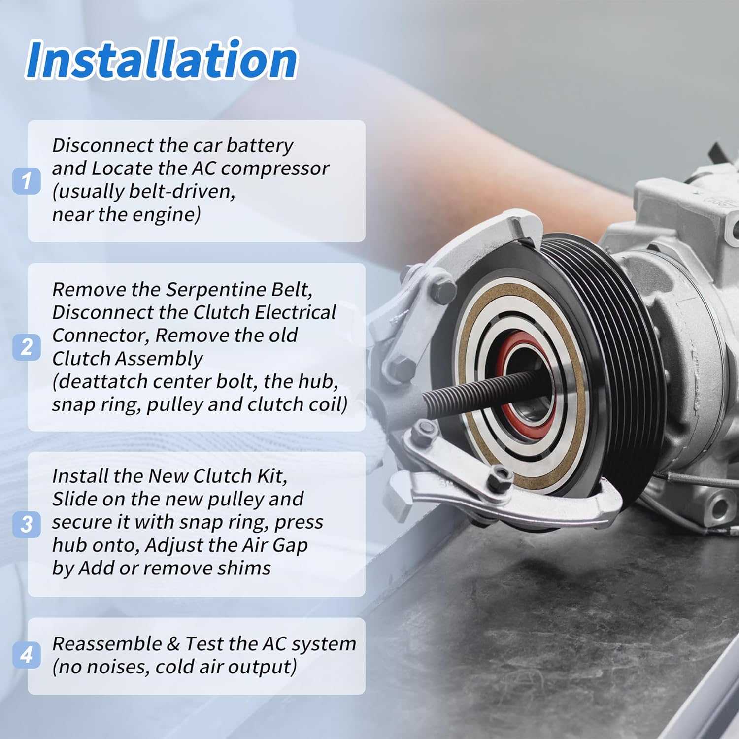 Air Conditioner AC Compressor Clutch Kit for BMW X5 228i 328d 328i 428i 740Ld 428i Gan Coupe AC Compressor Clutch Set for 7SBU17C Compressor for BMW 320i XDrive No.64529216466