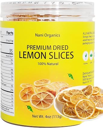 Premium Dried Lemon Slices 4oz 113g 100% Natural, Handpicked & Additive-Free | Dehydrated Lemon Slices for Cocktails, Teas, Baking, Decor & Crafts