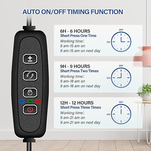 Miniatura 16 de iPower Tiras de luz LED de cultivo de plantas de 40 W, espectro completo para plantas de interior con temporizador de encendido/apagado automático