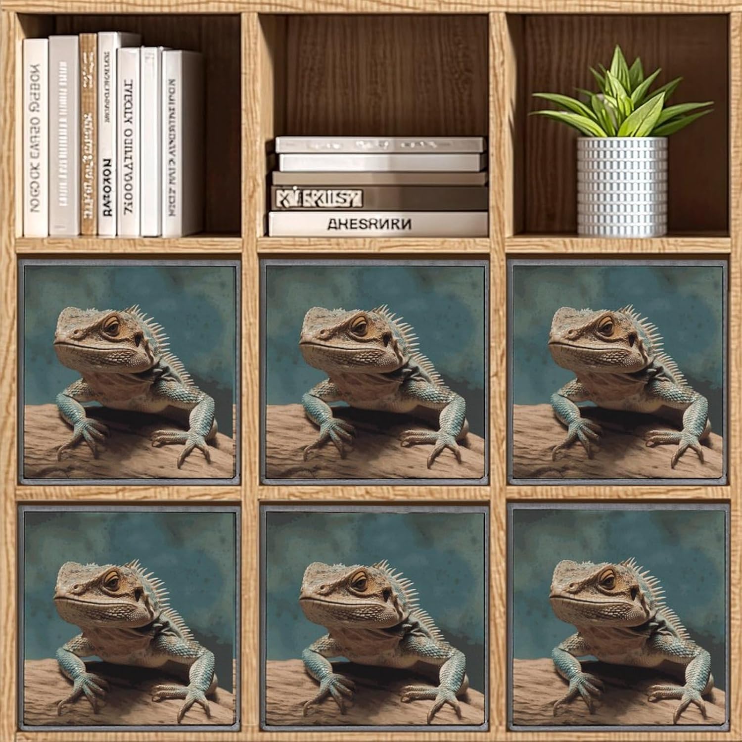 Lizards Storage Cubes Set of 6 Storage Bins with Handles Collapsible Storage Basket Fabric Storage Box for Shelves Large Closet Shelf Organizer for Organization 11 Inch