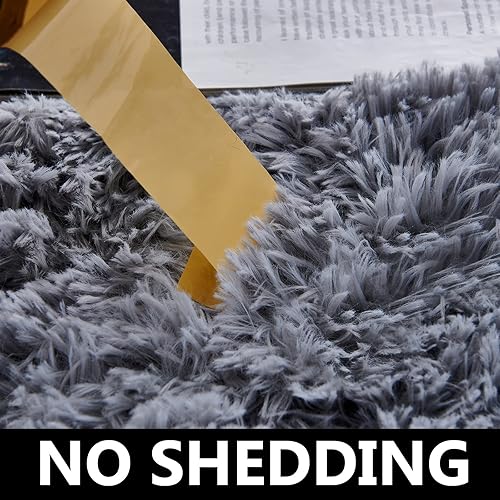 Miniatura 10 de FJZFING Alfombra redonda azul marino ultrasuave de felpa moderna de 5 x 5 pies para dormitorio de niños, alfombra circular esponjosa para cuarto de