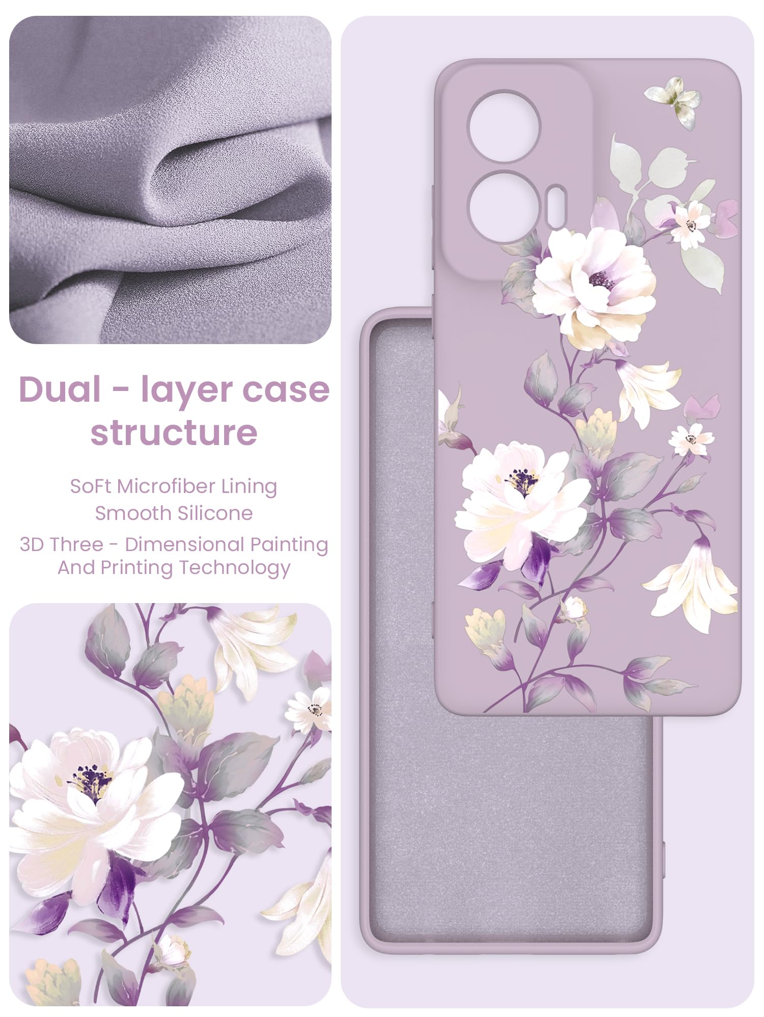 Yucenx Funda para Motorola G Stylus 5G 2024 con 2 protectores de pantalla de vidrio templado, funda de silicona líquida para niñas y mujeres, a prueba de golpes, antiarañazos, funda de protección