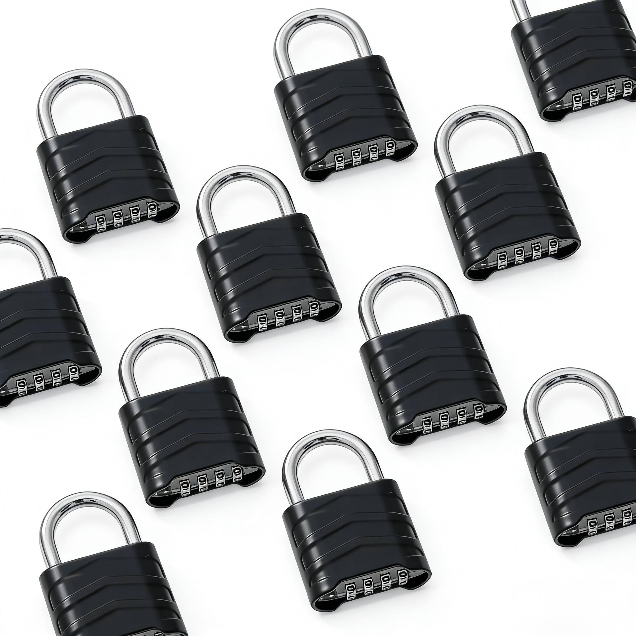 Zedelmaier 10er-Pack Vorhängeschlösser mit Zahlenschloss | 4 stellig, Sicheres, Robustes, Wetterfestes, Zurücksetzbares,Verdecktes Zahlenschloss, Schränke, Werkzeugkisten