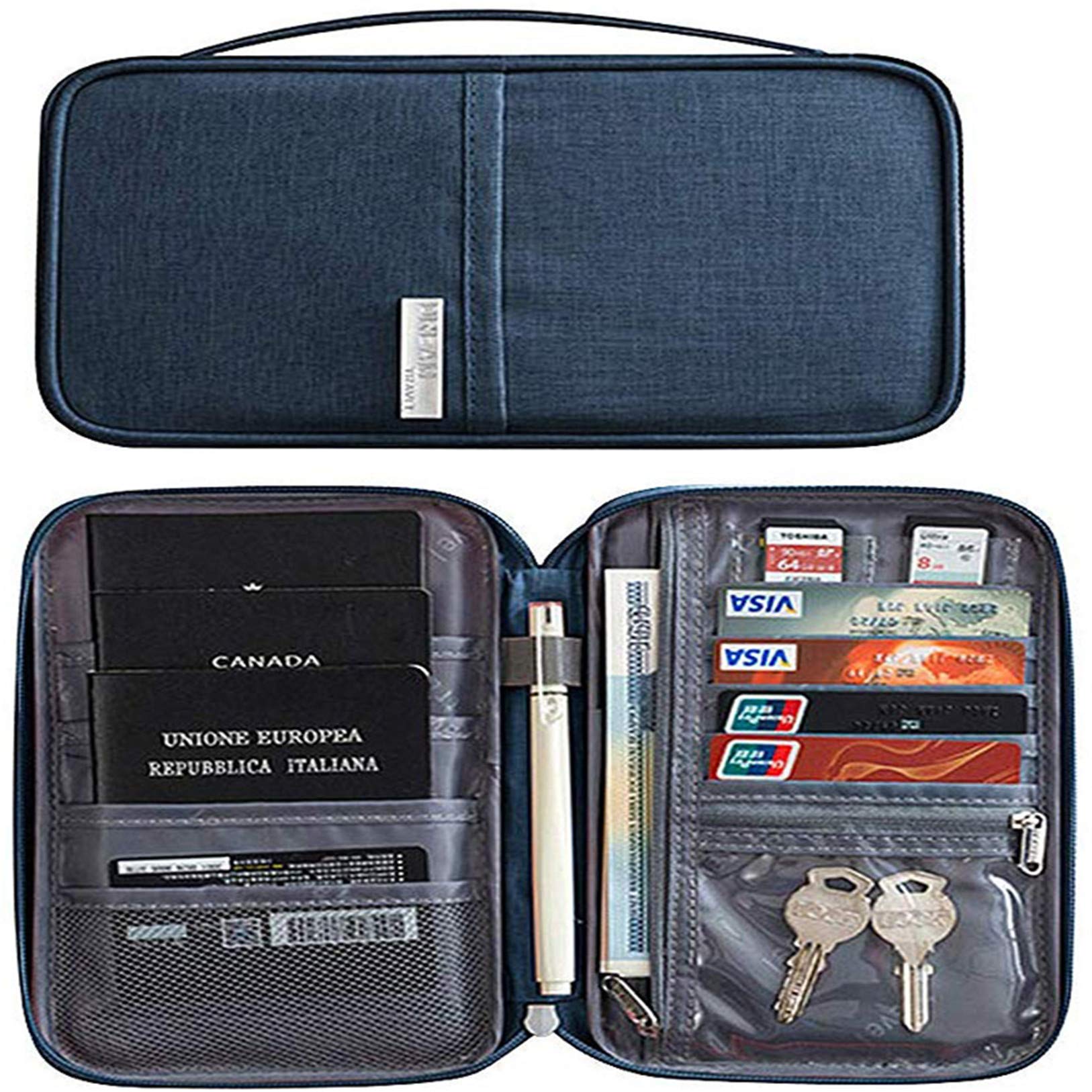 Flybloom Travel Gadget Case Tidy Storage Box Pouch for Cables,Chargers,ID Card,Bank Card,Memory Card(Large Navy)