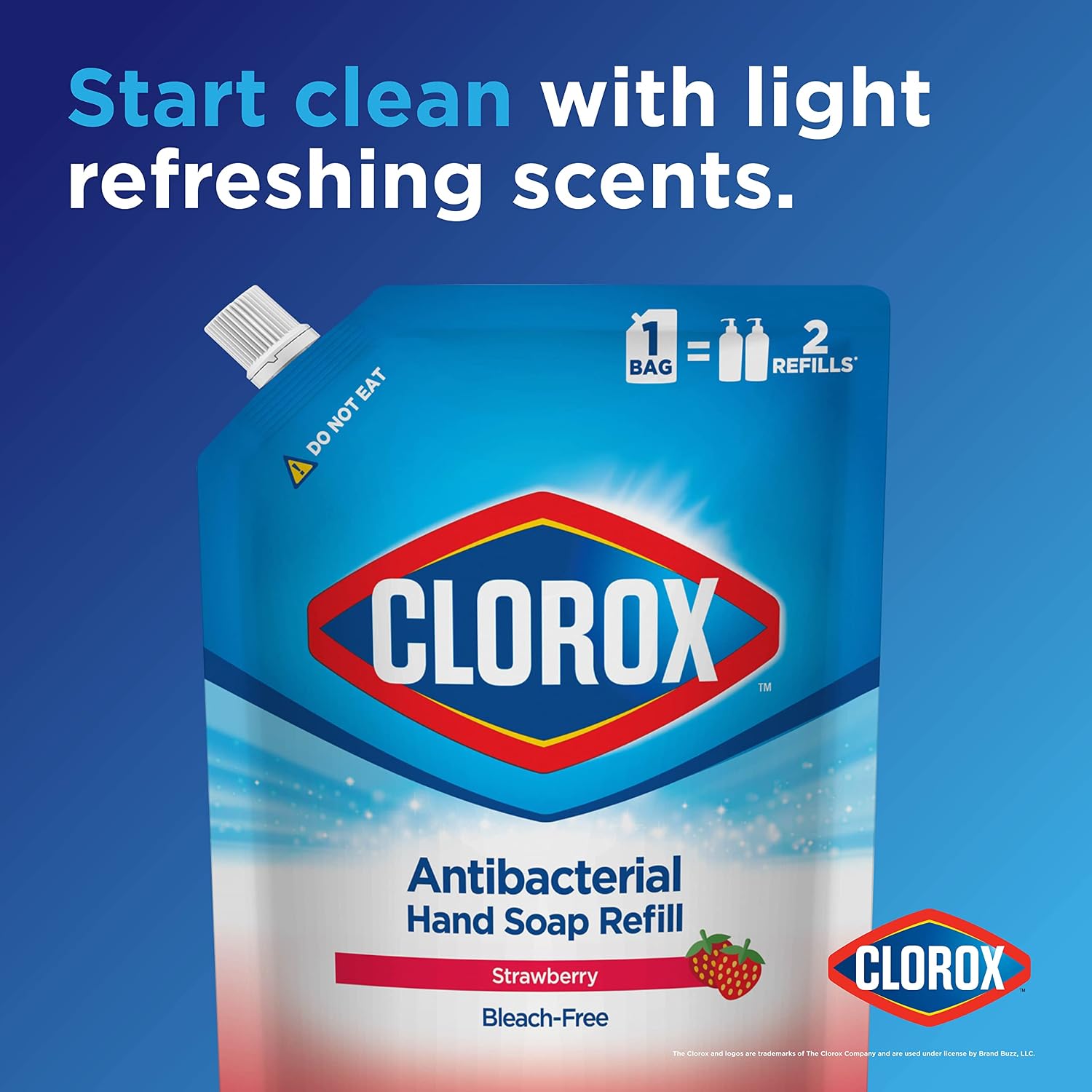 Clorox Antibacterial Liquid Hand Soap Refill, Strawberry Scent - Scented Antibacterial Hand Wash for Bathroom or Kitchen That Washes Away Dirt and Keeps Hands Soft, 34 Fl Oz