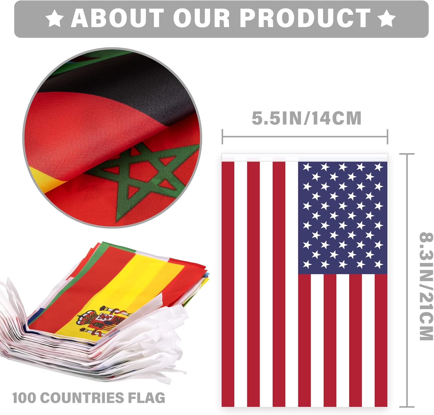 100 Countries String Flag, 82 ft International Flags Bunting Banner, World Flag Banner Decoration for World Cup Party, School, Sports Game Events, Grand Opening, Classroom - Image 3