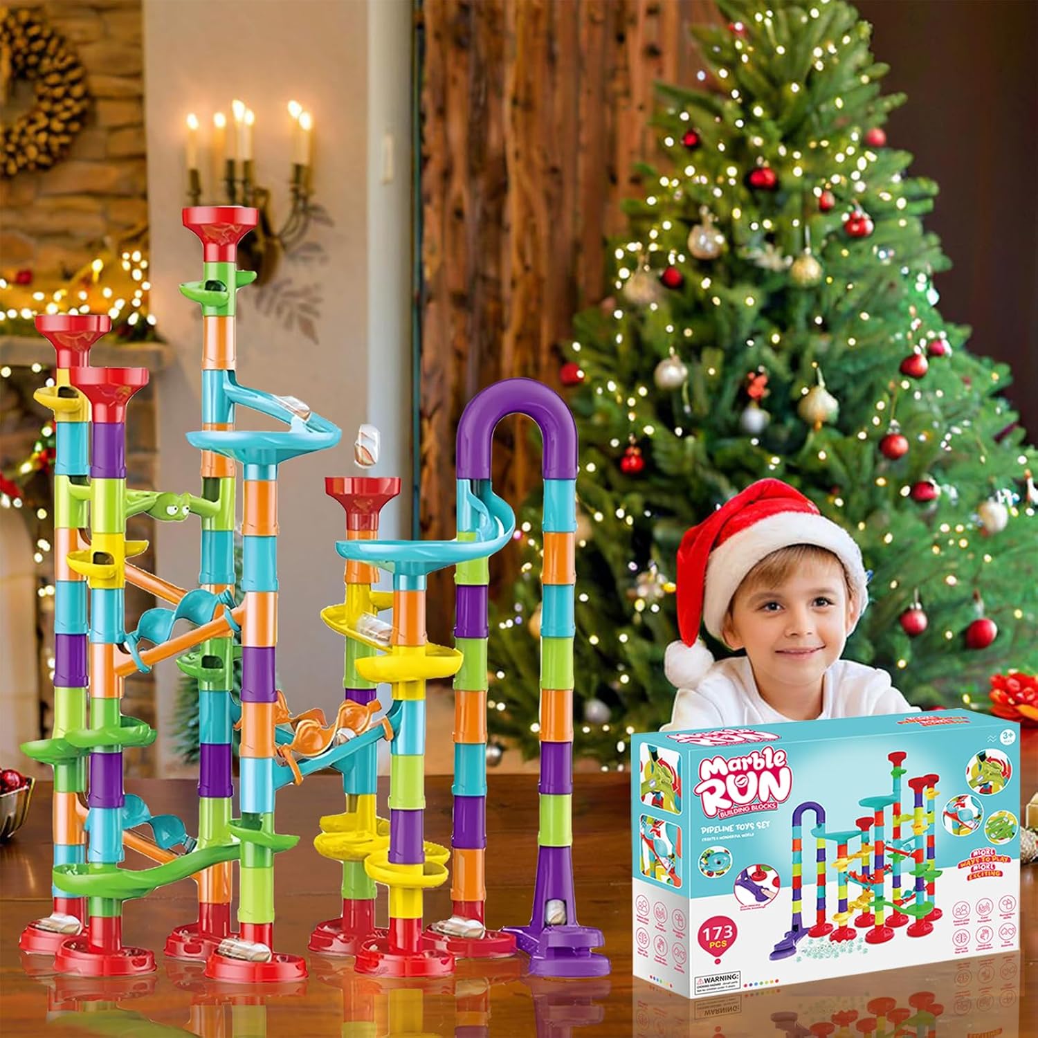 Marble Run Set - 173 Pcs STEM Learning Toy for Kids 4-8 Track, Race Tracks for Kids, Marble Tower, Construction Building Blocks Toys(G47)