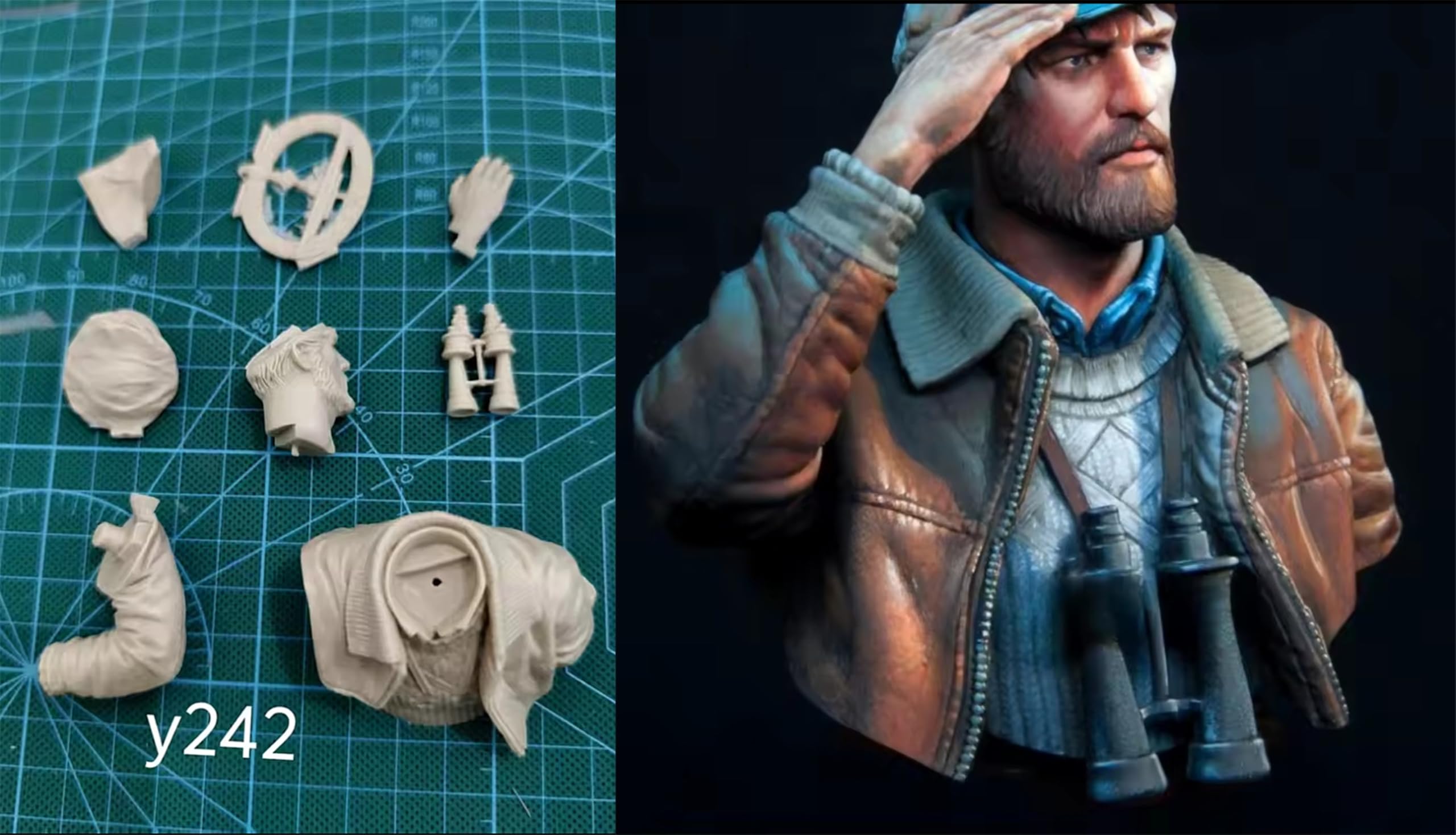 TRUEGRIS 1/10 Modello in resina busto di comandante navale tedesco WWII, non assemblato e non verniciato //q9D6J1