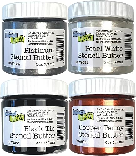 Miniatura 13 de The Crafter's Workshop Stencil Butter - Juego de pintura acrílica Coastal - Pasta de textura metálica boutique para arte, lienzo, diarios y tarjetas
