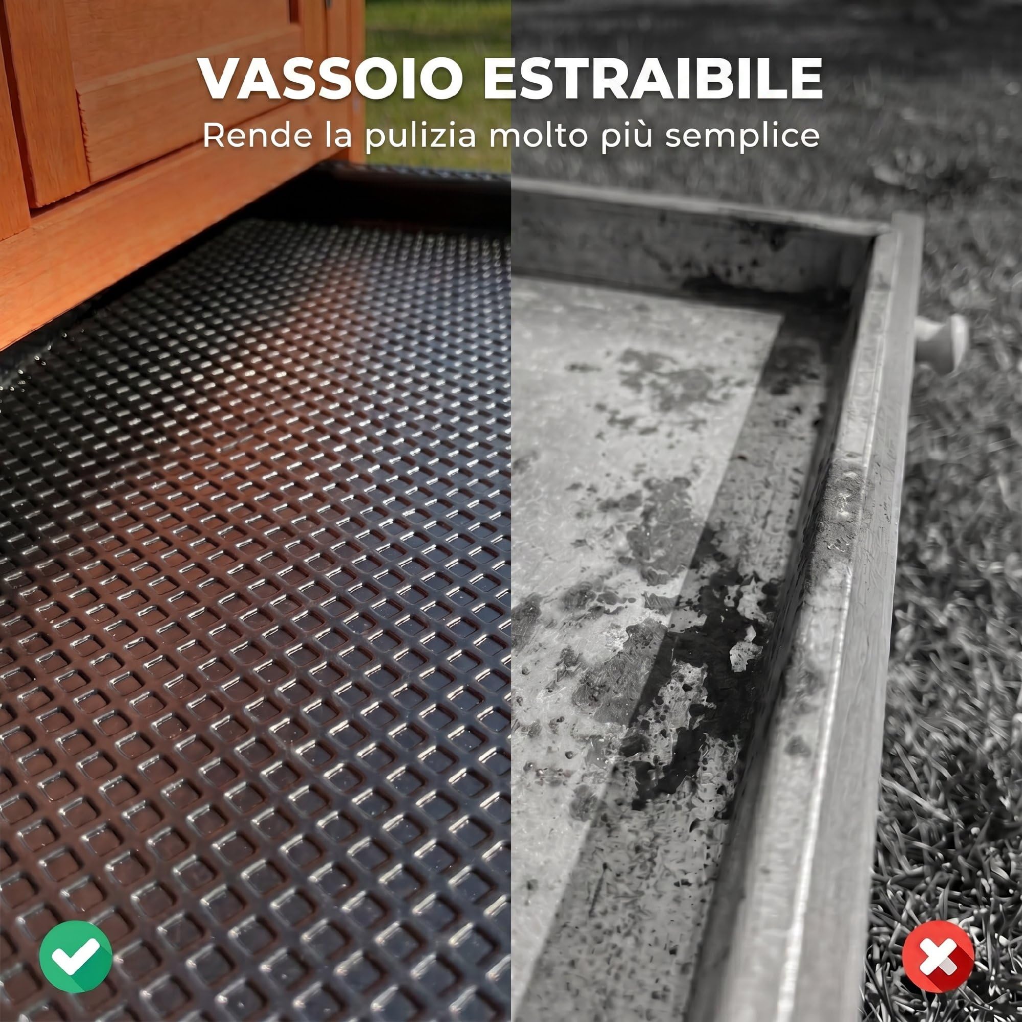 PawHut Conigliera da Esterno in Legno di Pino, Gabbia Casetta per Conigli con Vassoio Estraibile, Tetto Apribile in Bitume, Fondo Rialzato, Porcellini d'India, Cincillà, Arancione