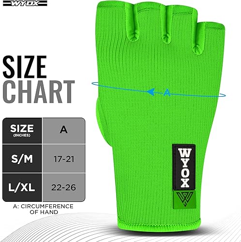 Miniatura 3 de WYOX Guantes interiores de boxeo para hombres y mujeres, medio dedo debajo de los guantes con vendajes elásticos para protección de puños, ideales