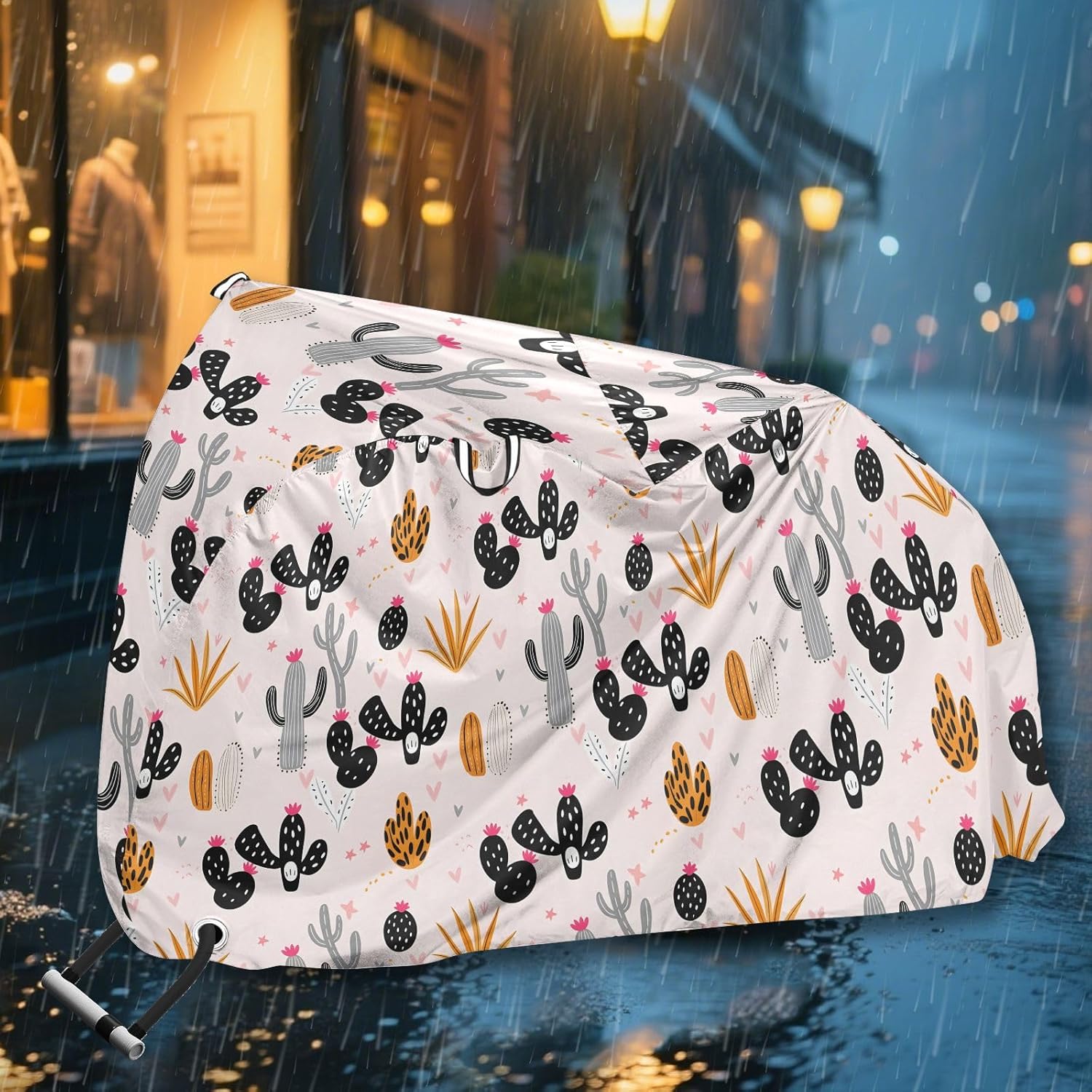 ALAZA Cactus Cacti Bike Cover Waterproof Outdoor Ebike Bicycle Covers Tarp Protection for 1/2 Bikes, Sun UV Dust Wind Proof