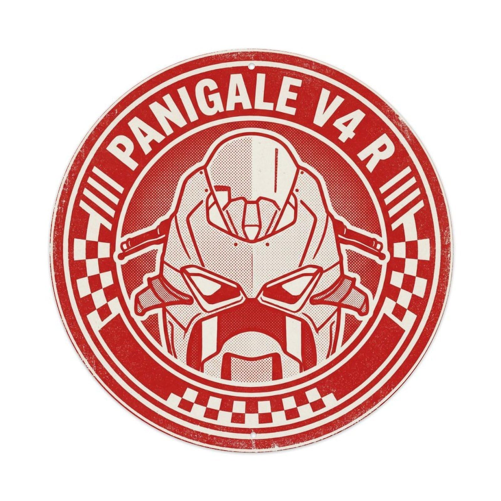 Panigale V4 R Italian Superbike Circuit Motorsport Heritage Metal Tin Sign Plaque Wall Decor for Cafe, Man Cave, Club Bar, Office, Home Garden Round Metal Poster 8x8Inch