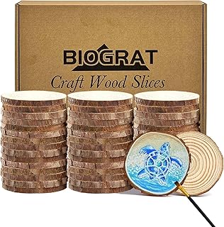 3 Inch Wood Slices Wooden Discs for Crafts, 45 Pcs 2.8-3.1 inches