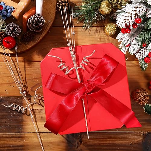 Miniatura 3 de Xinnun 30 piezas de púas y aerosoles de purpurina de Navidad para árbol de Navidad, bayas rizadas de 14 pulgadas, ramas artificiales de tallo