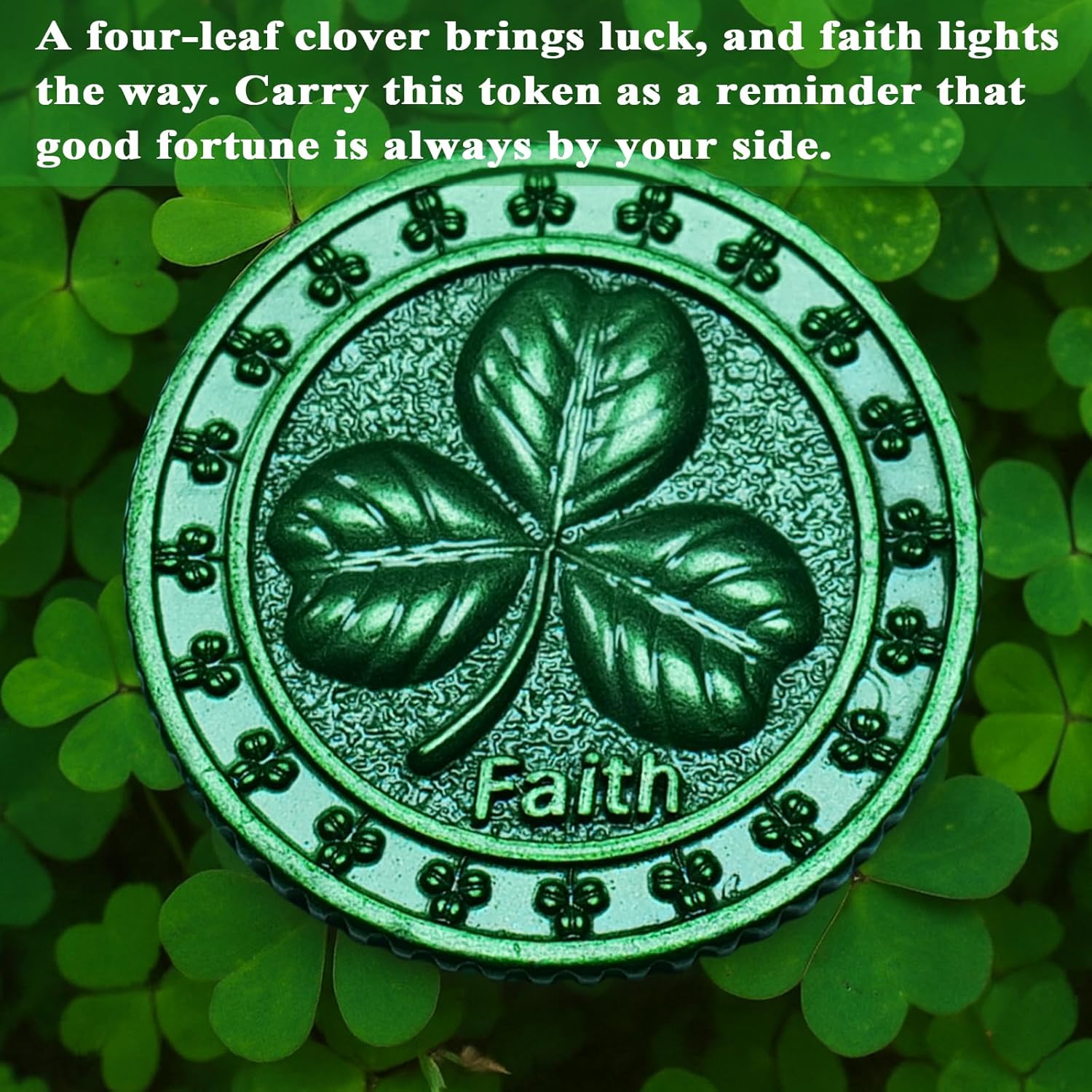 Four Leaf Clover Lucky Coin - Metal Lottery Scratcher Tool with Keychain Holder, Bulk St. Patrick's Day Party Favors, Irish Good Luck Charm Token, Poker Card Guard, Stocking Stuffers for Men