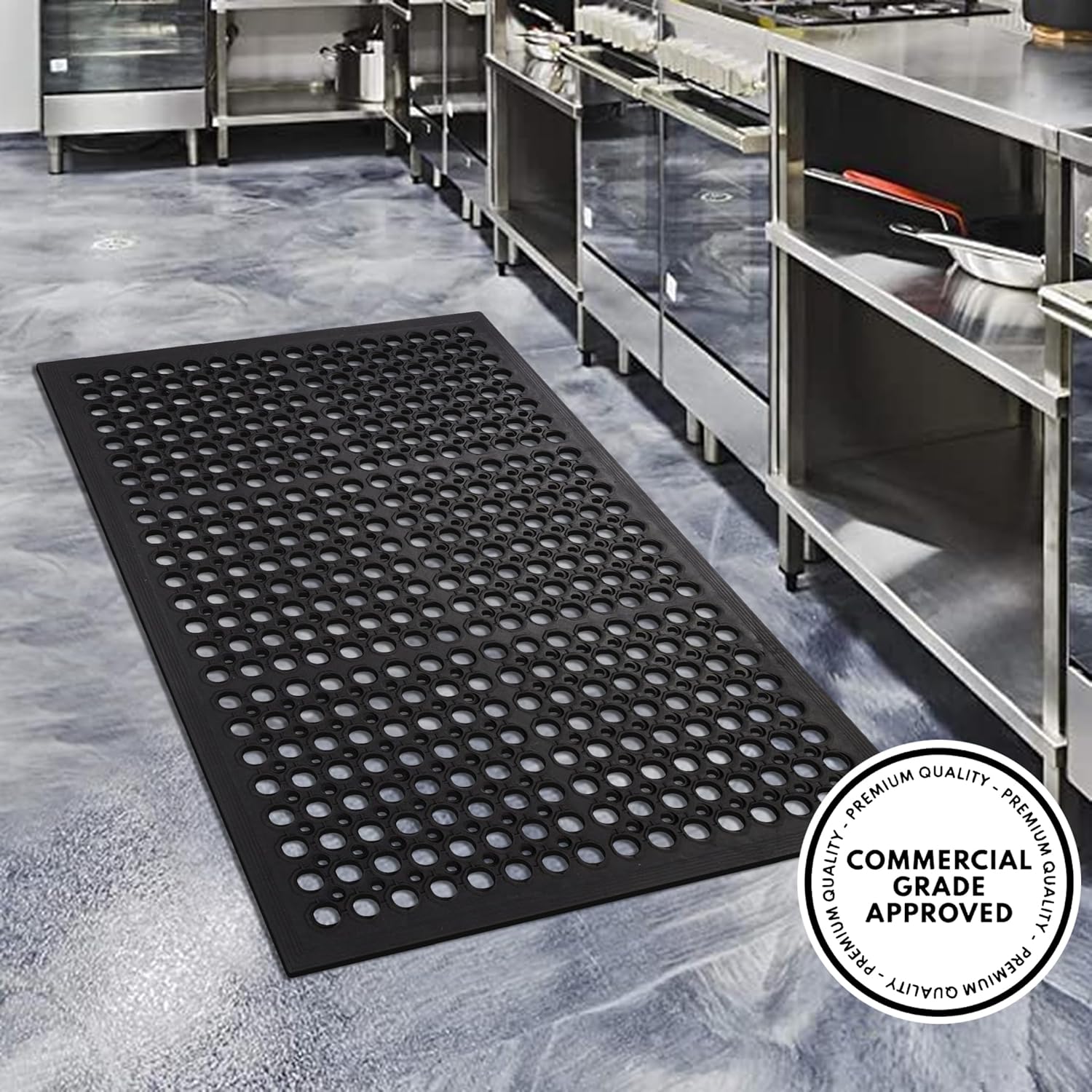 A1 Home Collections New All Purpose Anti Fatigue Versatile Rubber Floor Mat with Drain Holes, Workplace Mat, Restaurant Kitchen Mat, Bar Area Mat, Commercial, Industrial Anti Fatigue Mat 32x47 Inches
