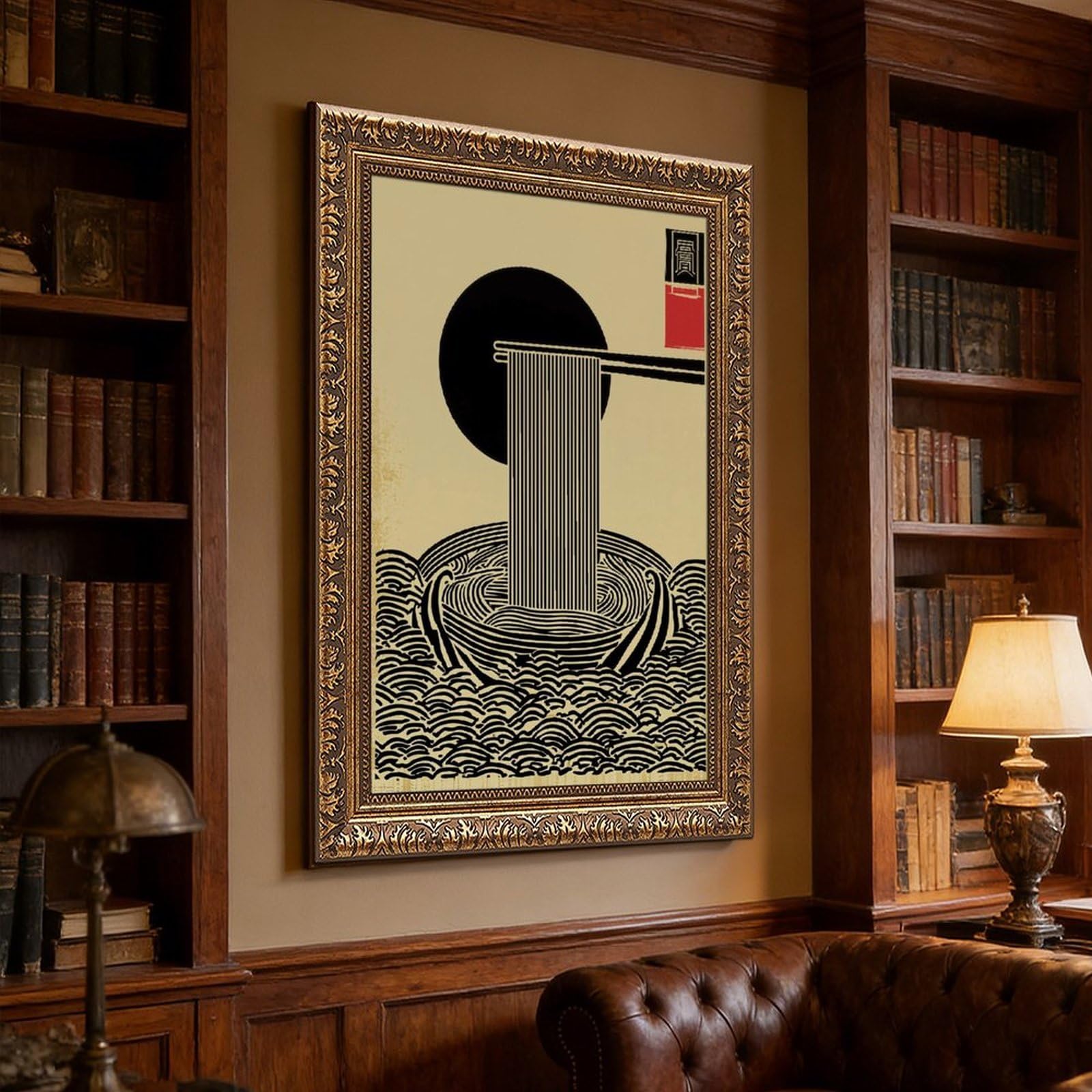 ELKPDOE Poster minimalista giapponese su tela, motivo: Ramen Noodle