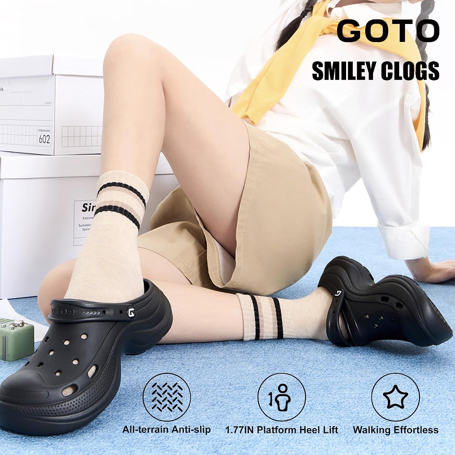 GOTO Clogs for Women 1.77" Platform Comfort Clogs, Lightweight Cushion Slip-On Shoes with Non-Slip Anti-Roll Sole for Walking Beach Daily Wear, Size Up One Size Recommended