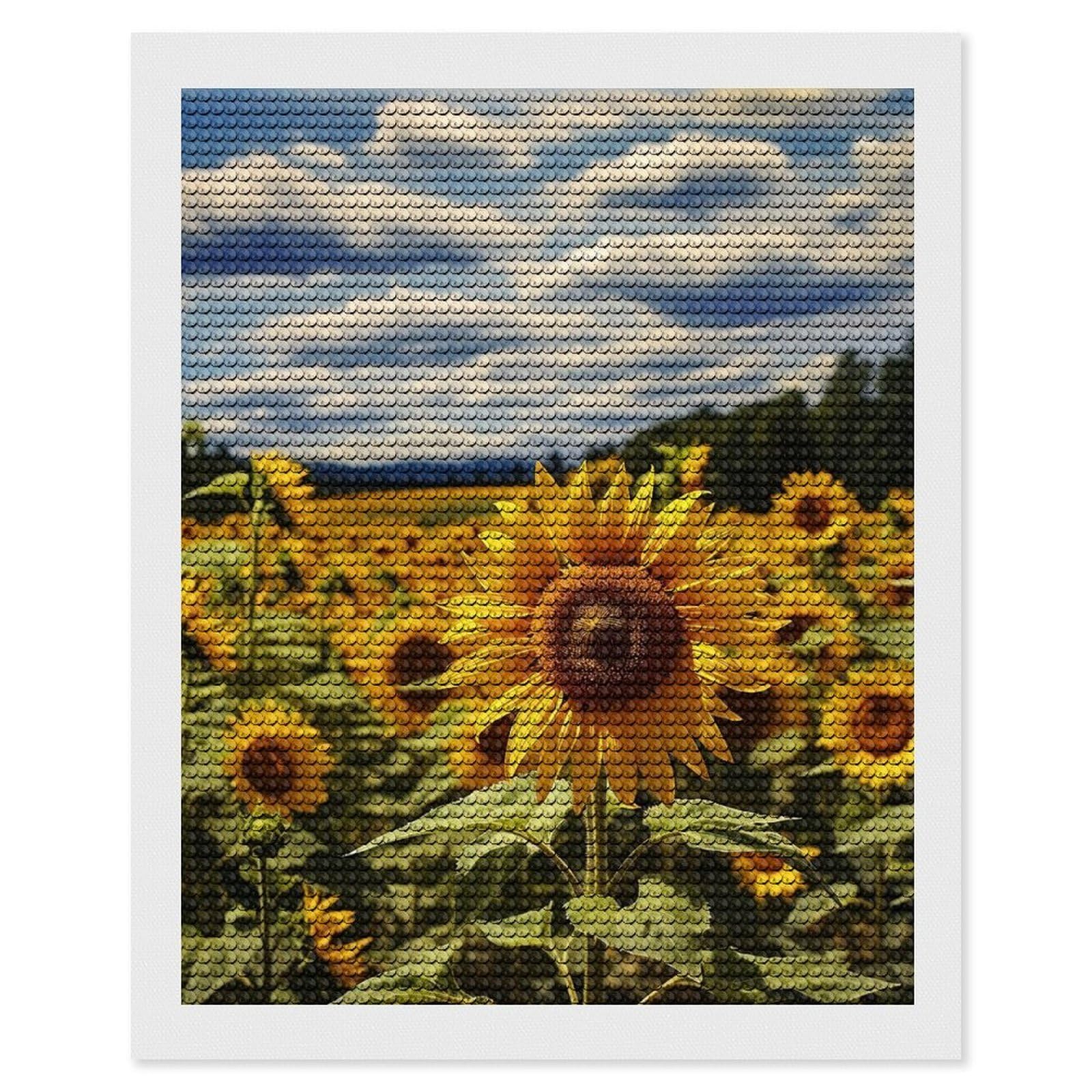FodPand Diamond Art Kits for Adults, 5D Aurora Diamond Painting Kits for Beginners, Sunflower DIY Full Drill Dots Gem Art Paint Crafts for Home Wall Decor 16"x20"