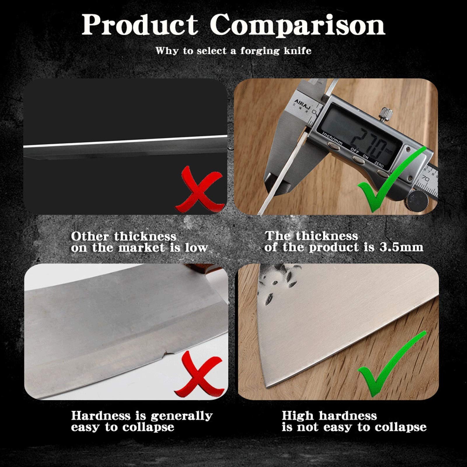 Cuchillo de corte de cocina 8 '' pulgada Acero inoxidable Hecho a mano CLEAVER CLEAVER CHILLER CUCHILLO CUERZA DE CUERZA DE PESCADOR DE PESCADOR CORTADOR CORTER